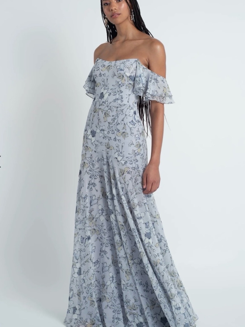 NWT Jenny Yoo Belen Print Maxi Dress On/Off shoulder Formal Wedding Size 26